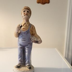 Handcrafted Artisan Figurine in Blue and Cream